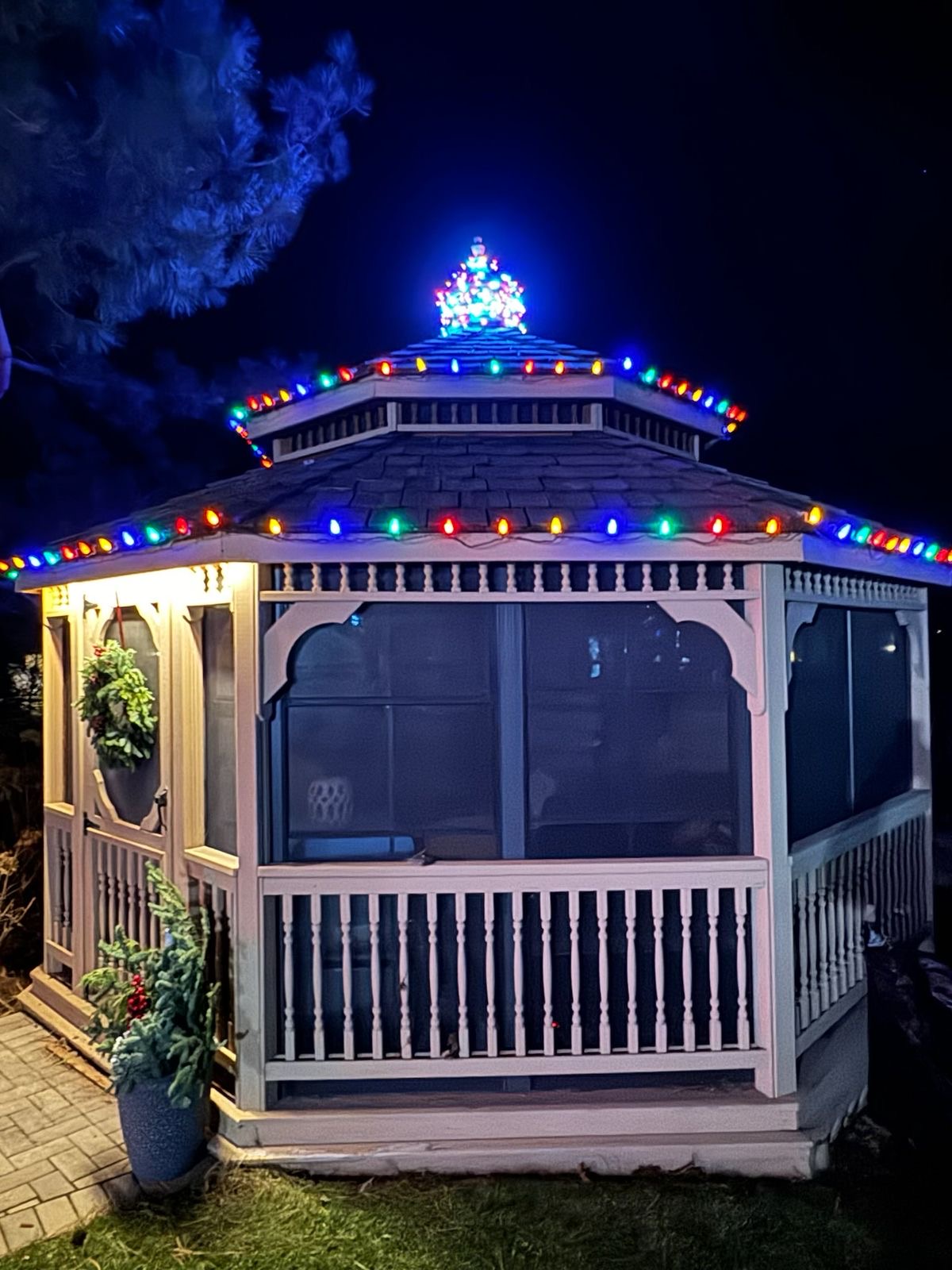 Gazebo Christmas lighting - backyard holiday lights Highland Park